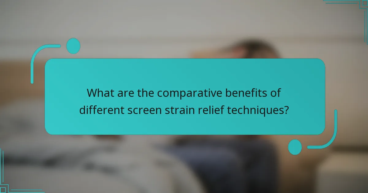 What are the comparative benefits of different screen strain relief techniques?